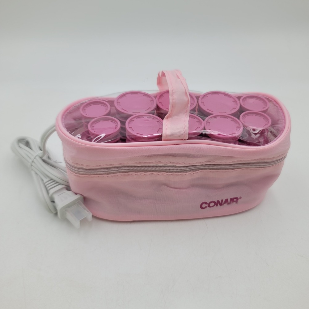 Conair Instant Heat Travel Hair Setter 10 Multi-Size Rollers Pink Pouch HS10NR